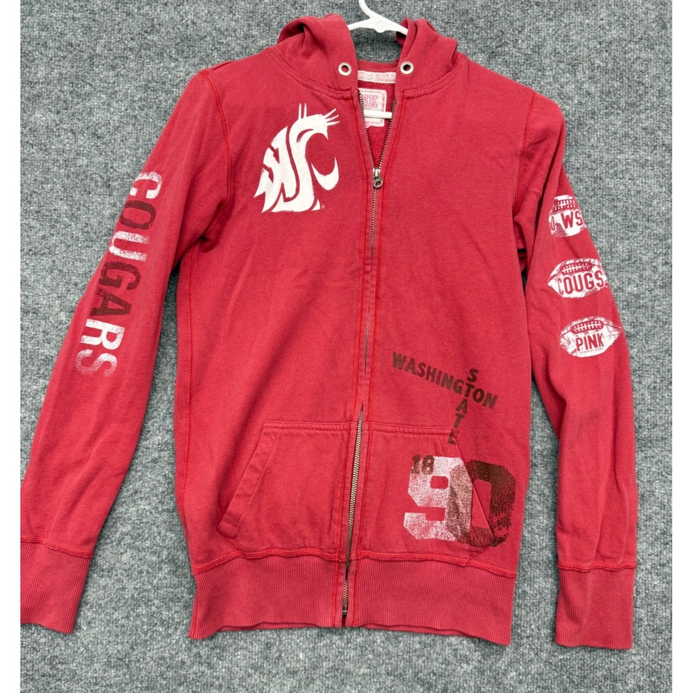Victoria's Secret PINK WSU Washington State University Cougars Red Zip Hoodie
